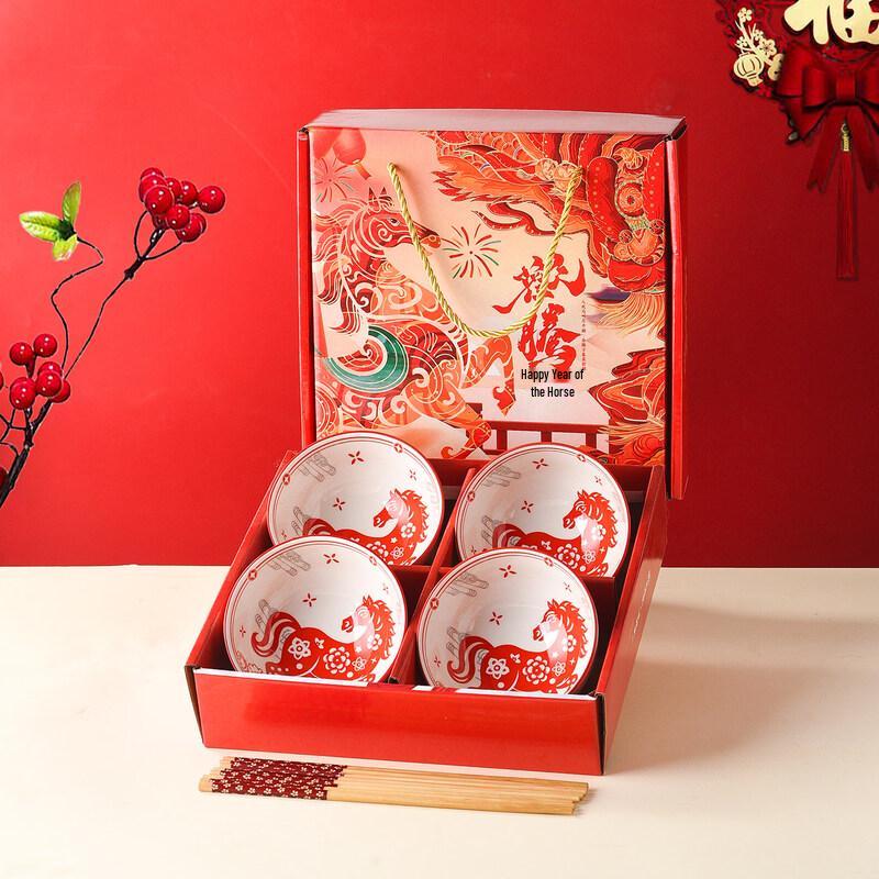 Благоприятный керамический набор пиала и палочки для еды