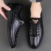 Fashionleather Casual Shoes for Men Lace Up Outdoor Oxfords Black Shoes Handmade Sewing Men's Skate Shoes Men Footwear