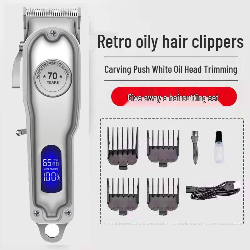 Professional Retro Electric Hair Clipper: High-Power, Waterproof Trimmer for Men's Salon and Home Use