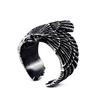Vintage Gold Plated Eagle Feather Pattern Adjustable Unisex Titanium Steel Ring