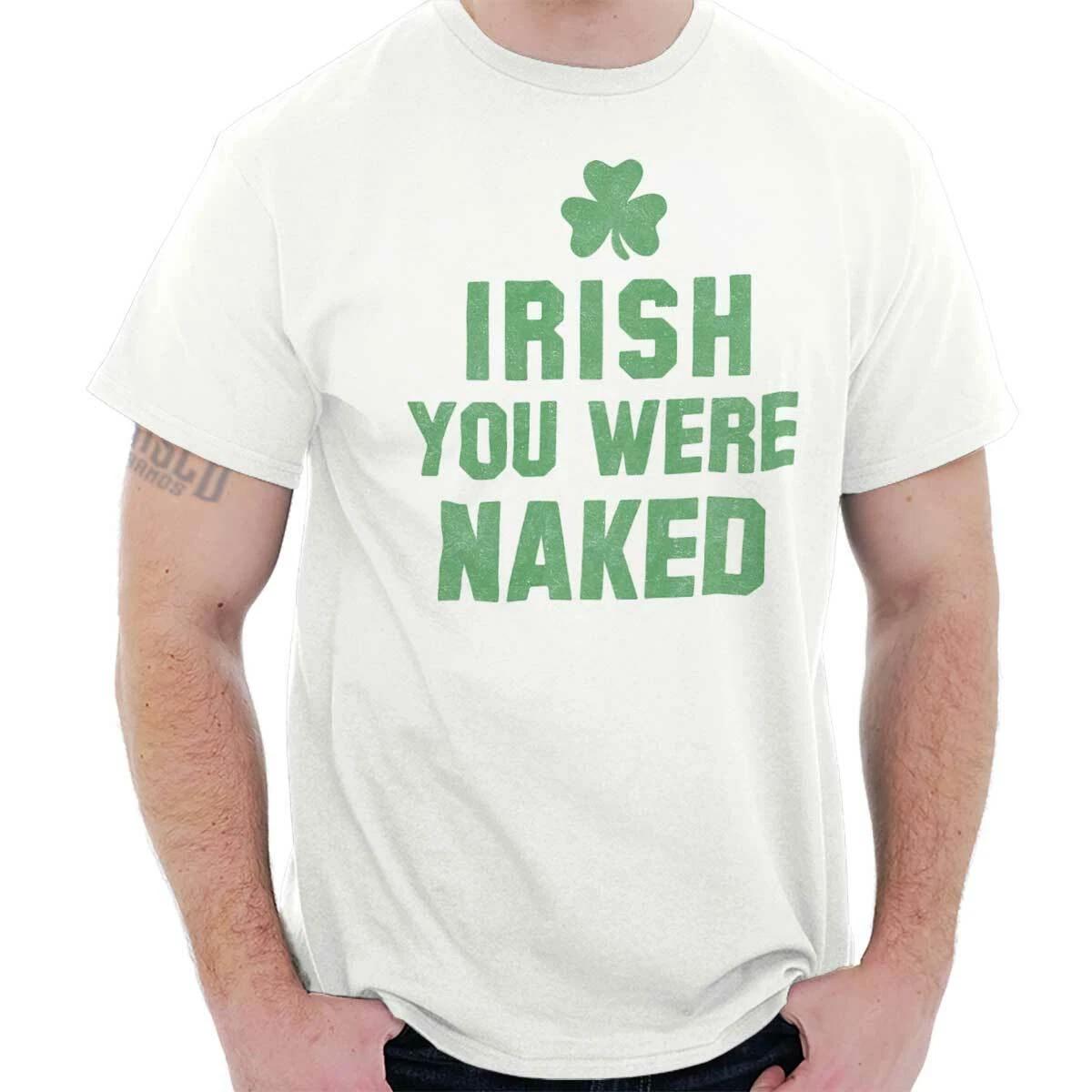 Funny Irish Drinking Joke Gift St Pattys Day Mens Casual Crewneck T Shirts Tees XXL