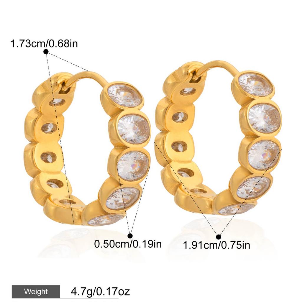 Yori Shiny Cubic Zirconia Geometric Hoop Earrings Waterproof 18K Gold PVD Plated Charms Fashion Jewelry Bijoux Femme Gift