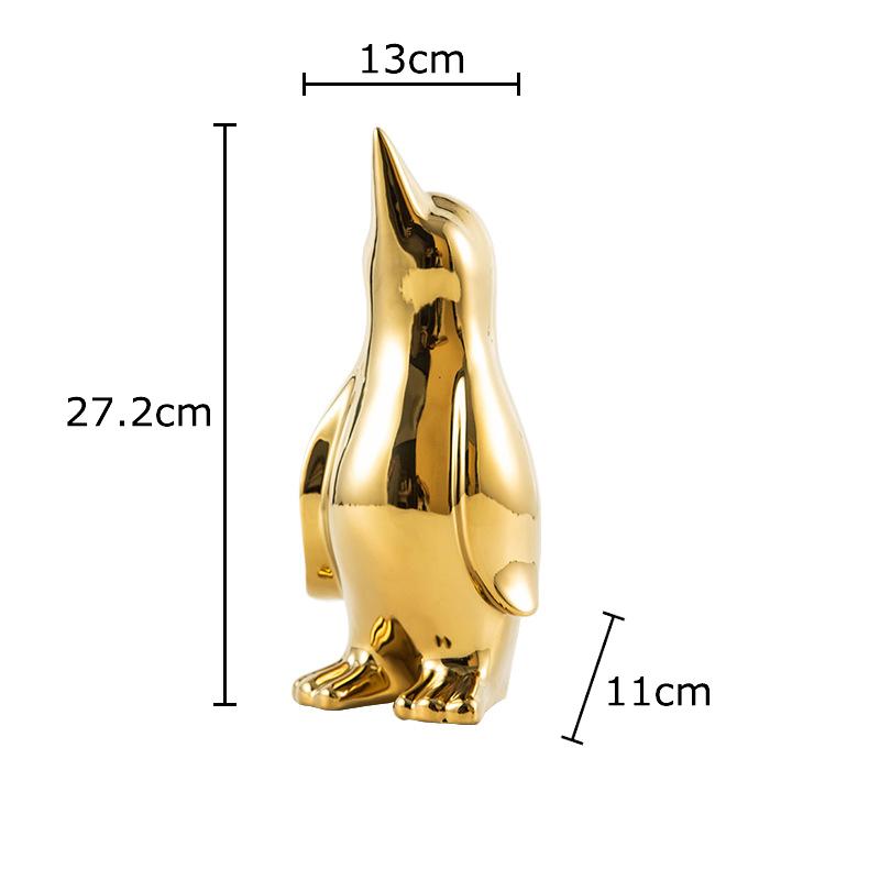 Creative Penguin Gold-plated Ceramic Statue Desk Decoration Penguin Sculpture Abstract Crafts Ornaments Room Aesthetics Decor