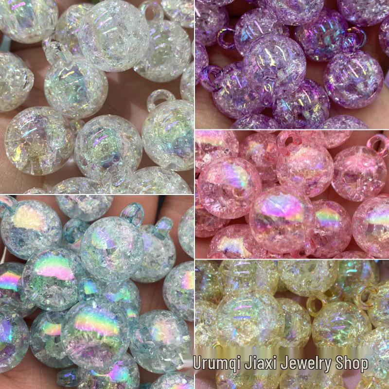 

Iridescent Crackle Effect UV-Plated Pendant Bead for DIY Jewelry & Phone Chains 16mm