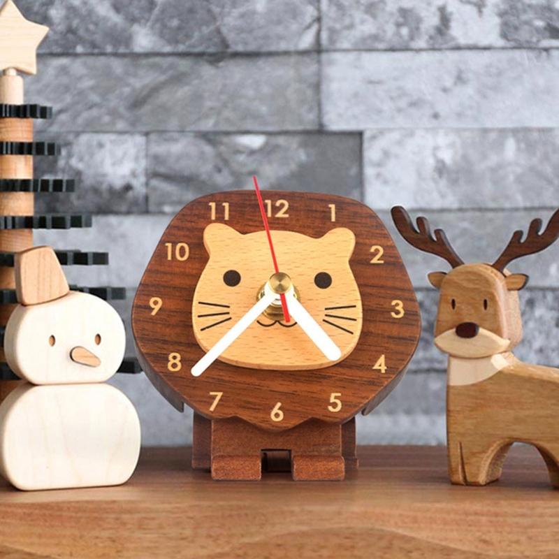 Elegant Solid Wood Clock Small Size and Cartoon Designing For Quiet Home Decoration Quiet Mechanism