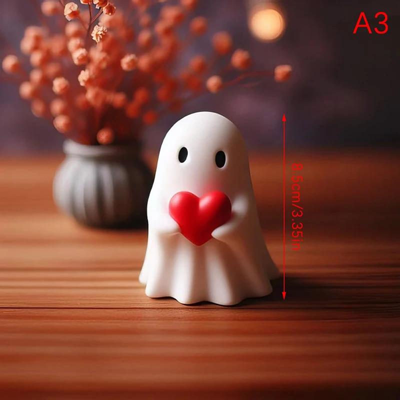 Cute ghost statue of middle finger, scary ghost figurines, holiday home decorations, tea table ornaments shelf.