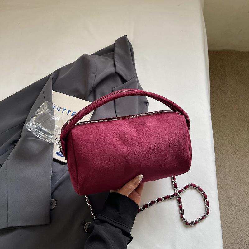 Neue Crossbody-Taschen Weiche Wildleder-Umhängetasche Vintage-Kettenriemen-Geldbörse Damen Lässig Boho-Chic Mode und Vielseitig Pendeltasche