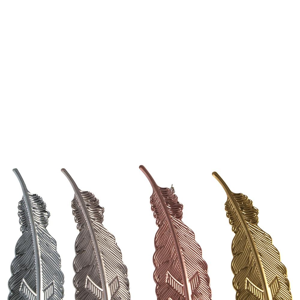 Ethnic Style Feather Pendants Bookmark Retro Bookmark Metal Feather Bookmark  Books Decorate
