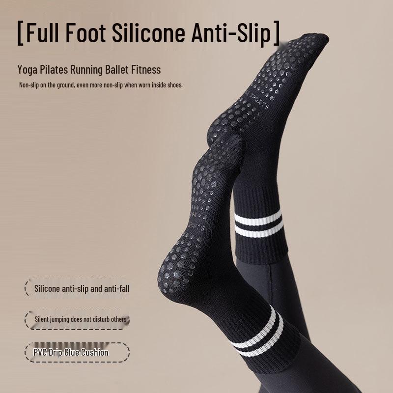 Non-Slip Silicone Yoga & Pilates Socks for Adults - Mid-Calf Length, Ideal for Indoor Sports, Dance, and Fitness Activities