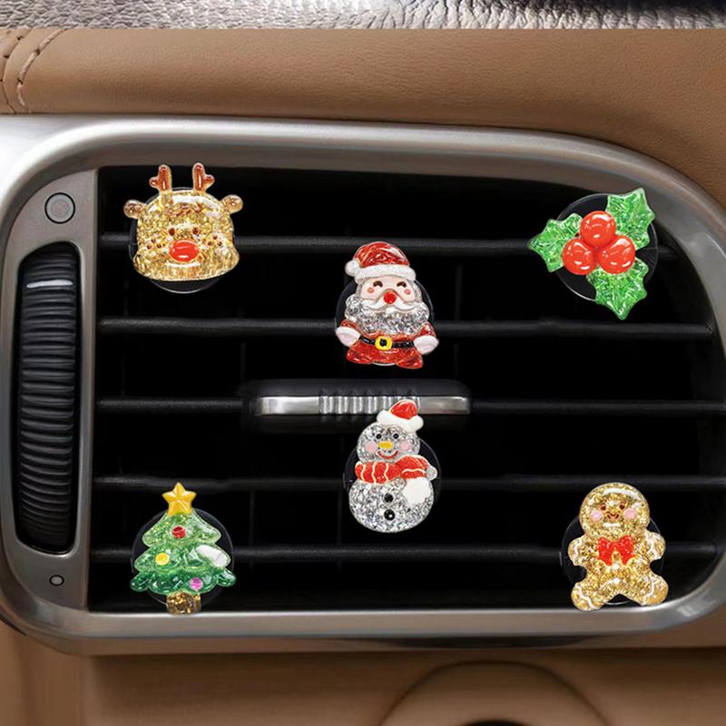 Christmas Car Air Freshener 6 Pieces Seasonal Auto Fragrance Clips Christmas Aromatherapy Decor For Minivans Trucks SUVs