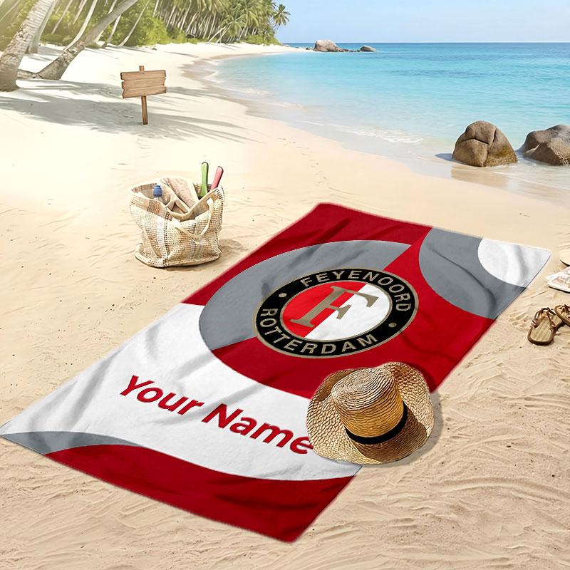 Asciugamano da Spiaggia Personalizzato Feyenoord Stampa Logo Calcio Supporto Nome Personalizzato Testo Asciugamano Assorbente Per Sport Viaggio Regalo Speciale