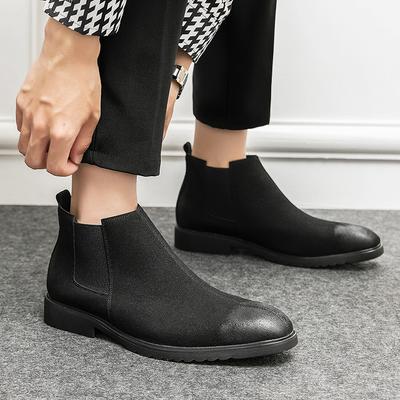 Marka modowa Jakość Business Casual Skórzane botki Jesień Nowe Męskie Klasyczny Retro Styl Zwięzłe Eleganckie Chelsea na grubej podeszwie