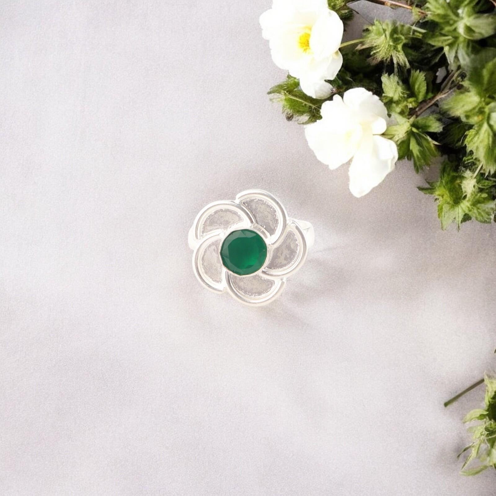 

Green Onyx Gemstone Ring 925 Sterling Silver Handmade Jewelry Gift For Friend RR-51-16 13