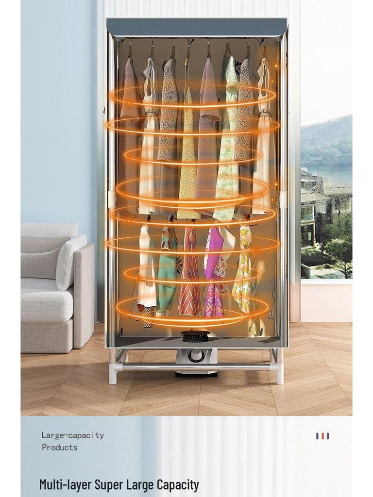 Compact Double-Layer Quick-Dry Clothes Dryer Wardrobe with Large Capacity for Rental Rooms