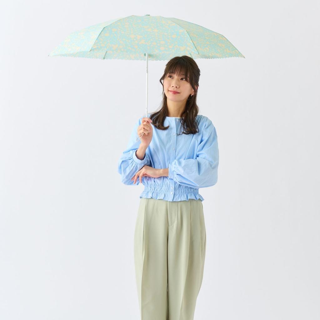 Moonbat Folding Flat Small for Commuting and School [Esta] Women's Umbrella, Mini, Garden, 31-230-10345-22, Blue,