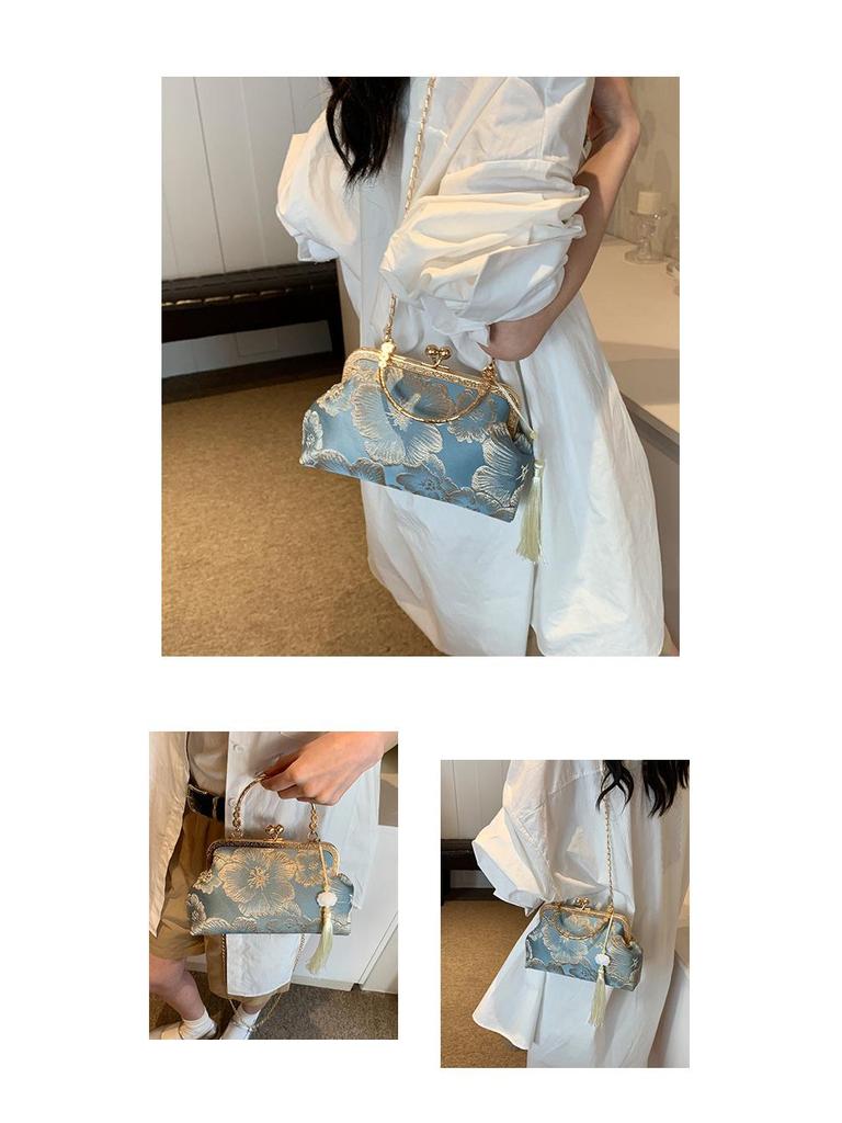 2024 Silk Texture Embroidered Handbag: Spring Fairy Chain Bag for Hanfu Skirt