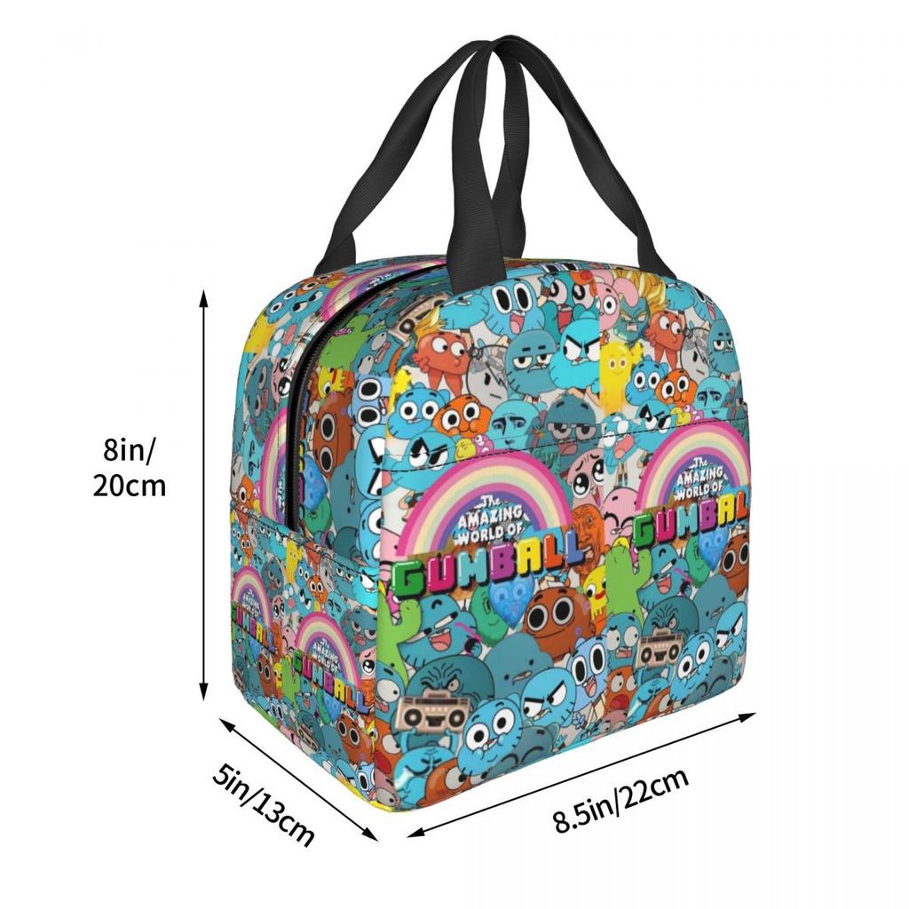 Die erstaunliche Welt von Gumball Isolierte Lunchtasche für Damen Kinder Tragbar Lebensmittelboxen Thermische Lunchbox Tragetasche