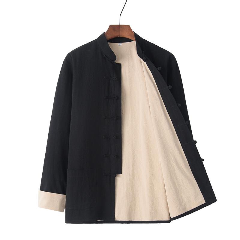 Men's Cotton Linen Tang Suit Jacket - Double-Layer, Chinese Style for All Seasons