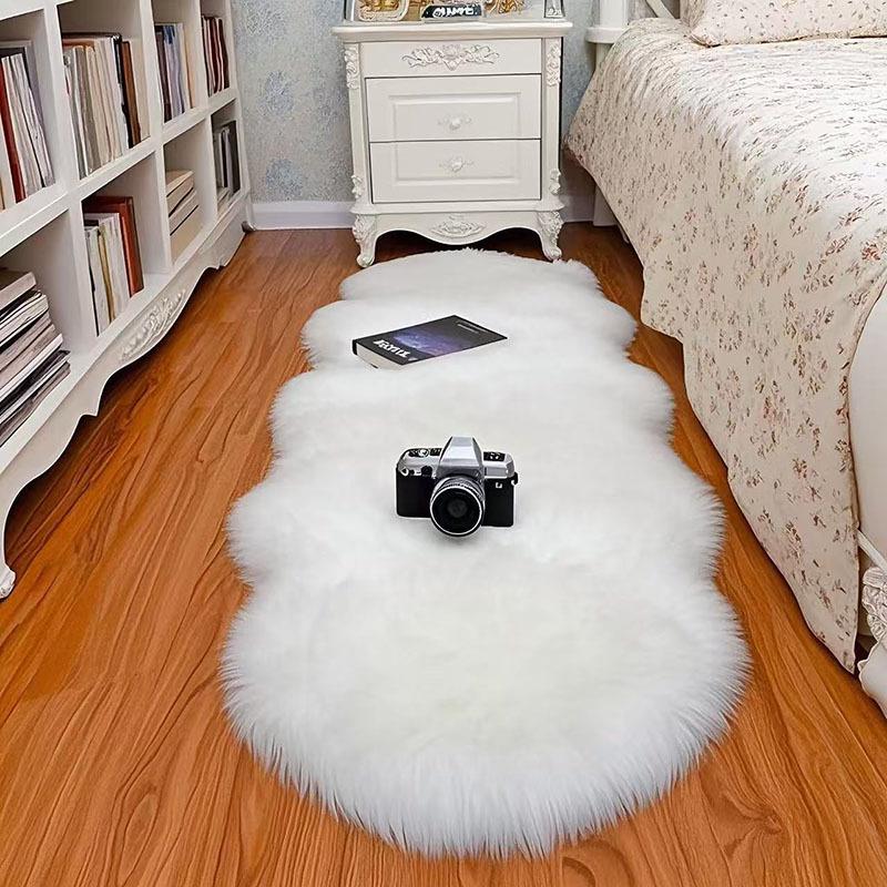 Cross-border Long-Pile Carpets: Irregular Faux Wool Rugs for Living Room, Bay Window, and Bedside