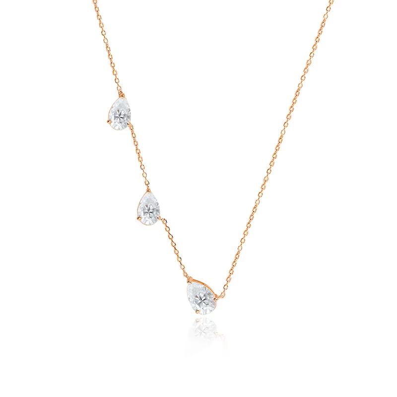 

Smyoue Gradient Moissanite Necklace for Women 3 Gems Pear Cut Certified Luxury Pendant Lab Diamond Jewelry Silver 925 0.5 and 1 and 2CT