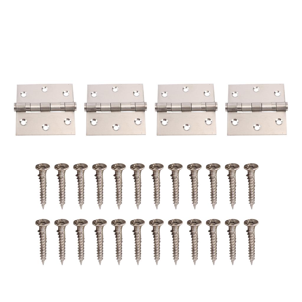 4 Stück Türscharniere Edelstahl Einbohrscharnier mit dickem Lager Eckig 24 Stück Schrauben für Holztüren Hotelzimmer