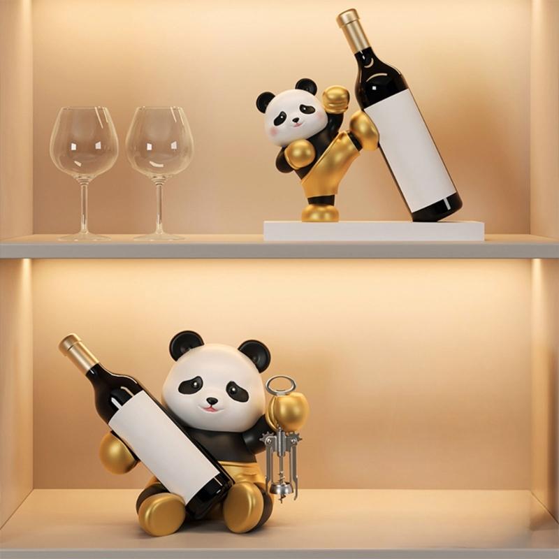 Resin Panda Wine Holders Panda Wine Rack For Stylishly Showcasing Wine Bottles In Kitchens Or Living Space Wine Display