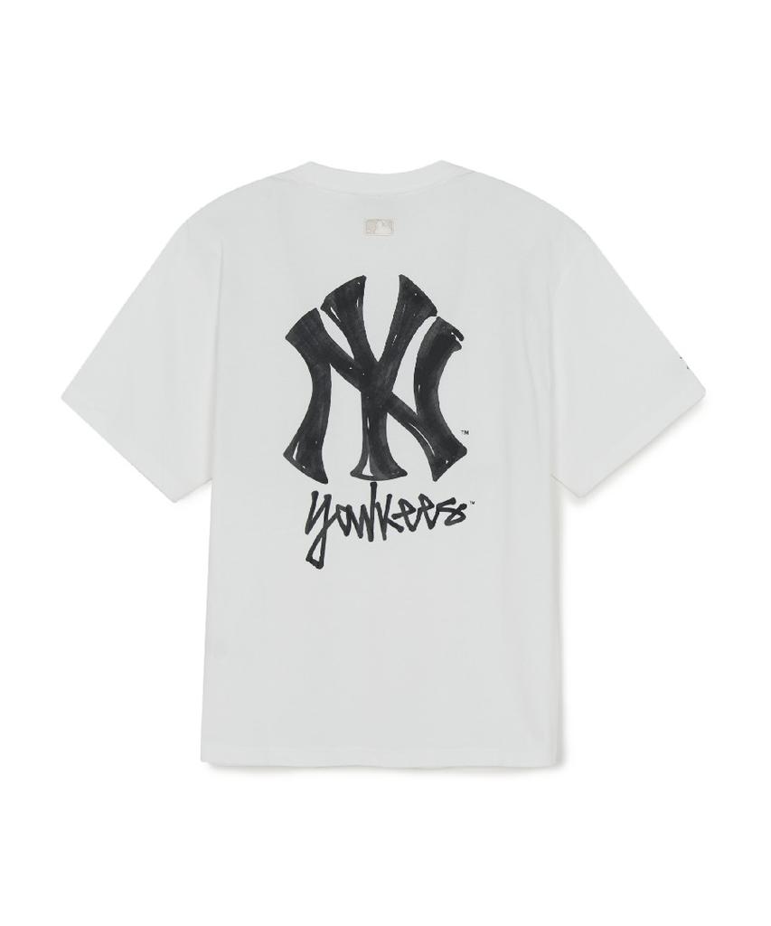 Emelbi Basic Simple Street Logo Oversized Short Sleeve T-Shirt Ny (White)