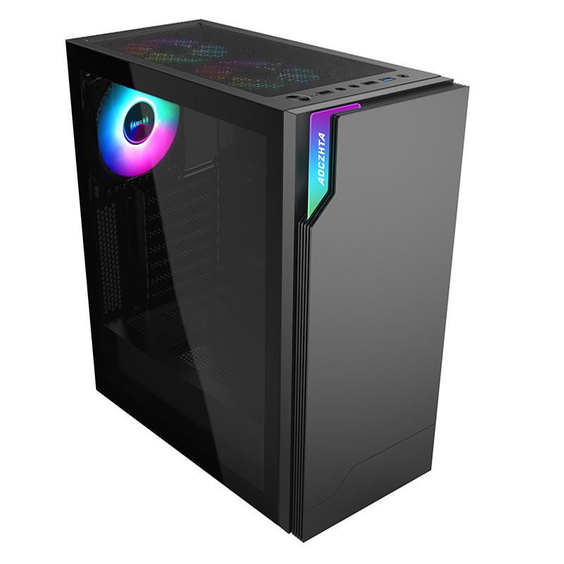 X99 E-sports Gaming Desktop Case with Tempered Glass Panel & Colorful Lighting