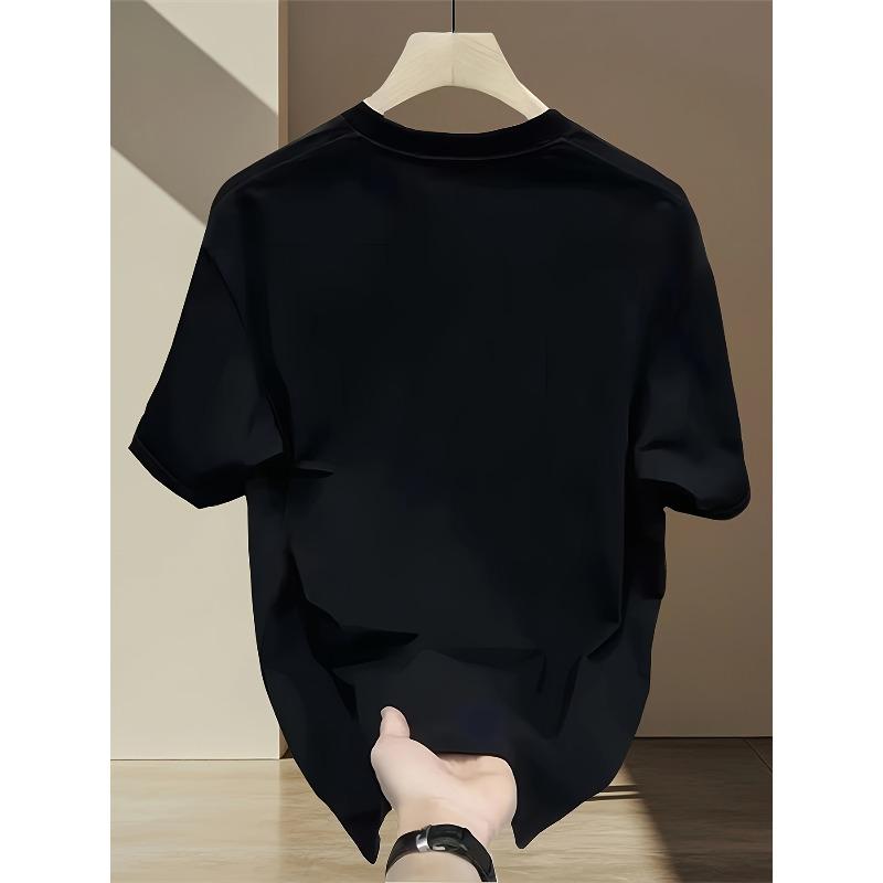 Heavyweight Pure Trendy Print Short-Sleeve T-Shirt for Men, New Summer Casual Style, Loose Fit, Versatile Top In Large Sizes
