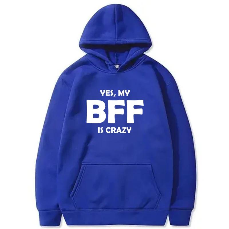 BFF Printed Hoodie Autumn Winter Women Men Casual Loose Simple Fashion Comfortable O-Neck Long Sleeve Fleece Sweatshirts