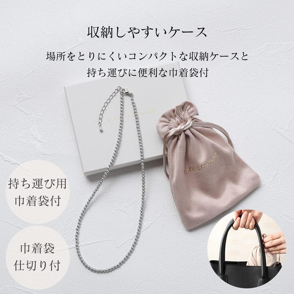 [VOTRE COUTURE] Pearl Necklace, Baby Pearl, Grand Premium, 3mm, White, Silver, Gray, 10-Year Brand Warranty (Silver Gray x Silver, 38 cm, Necklace