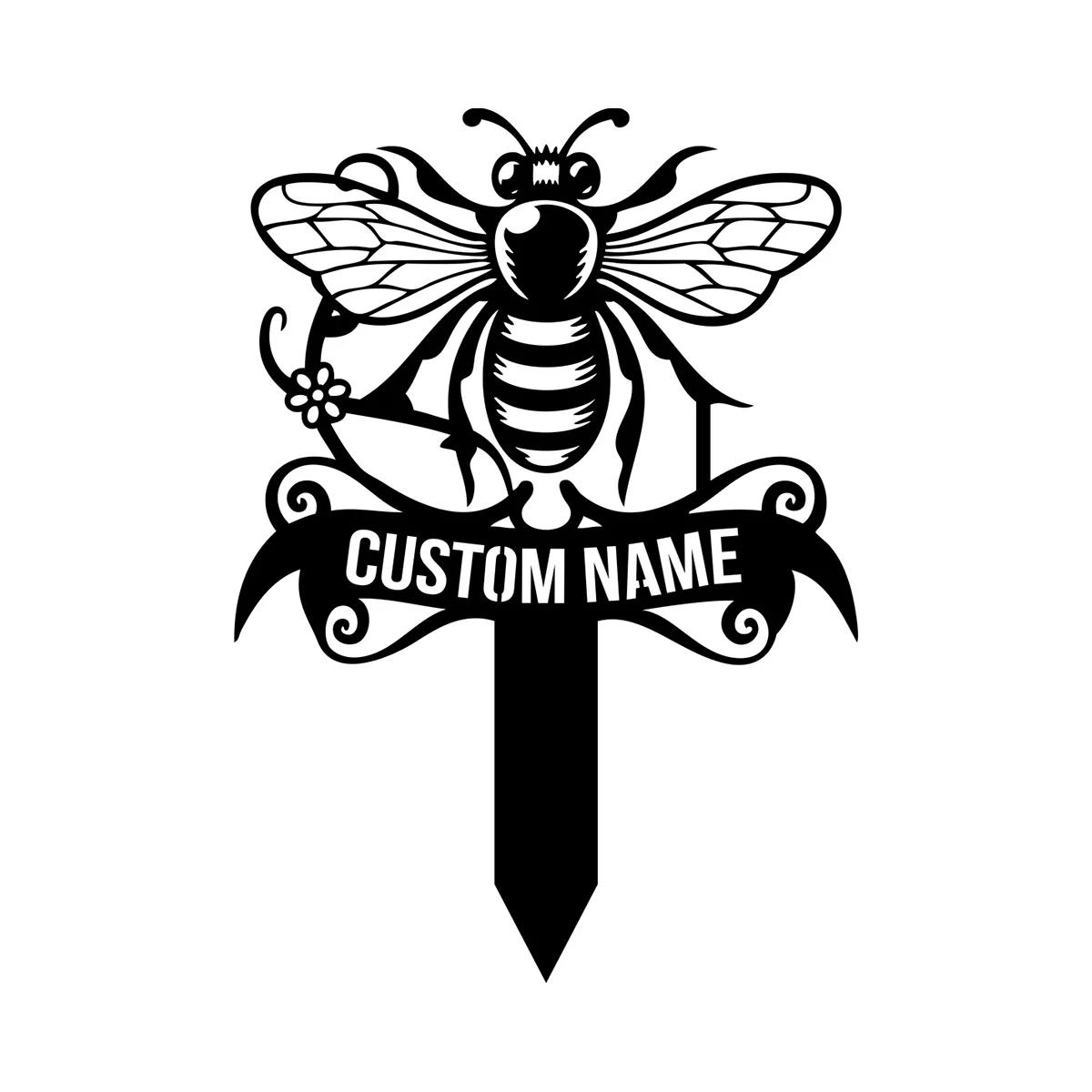 

Metal Garden Stake Decor, Bee Yard Art, Farmhouse Sign, Outdoor Metal Ornament