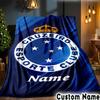 Custom Name Cruzeiro FC Crest Throws Blanket Flannel Blankets for Couch Bed Gifts for Men Women Picnic blanket Christmas fan gifts