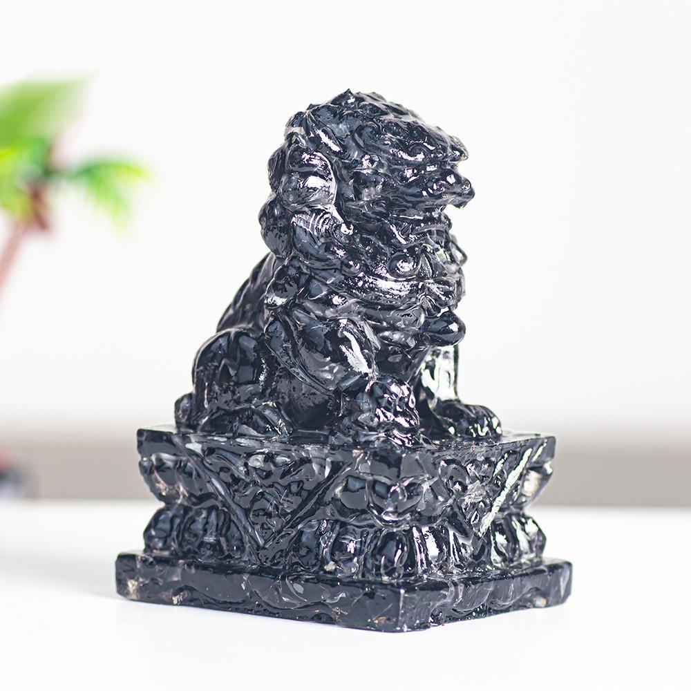 Resin Filled Natural Quartz Lion Figurine With Elegant Home Decor Gift For Adults