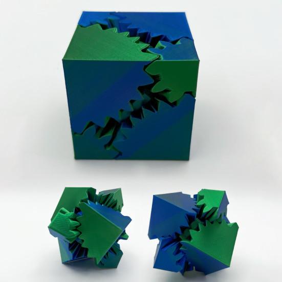 3D Printed Gear Cube Toy Stress Anxiety Relief Spin Cube Travel Portable Gear Square Block Sensory Fidget Toy Kids Teens Adults Gift