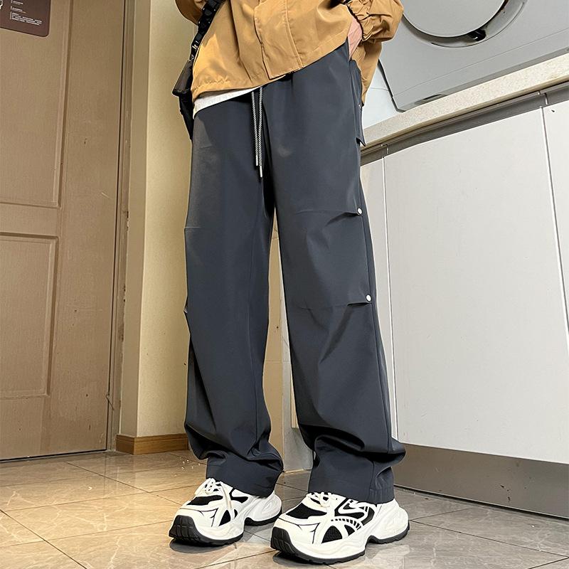Spring and Autumn Men's Casual Outdoor Charge Pants Windproof Versatile Loose Overalls Trend Straight Wide Leg Pants