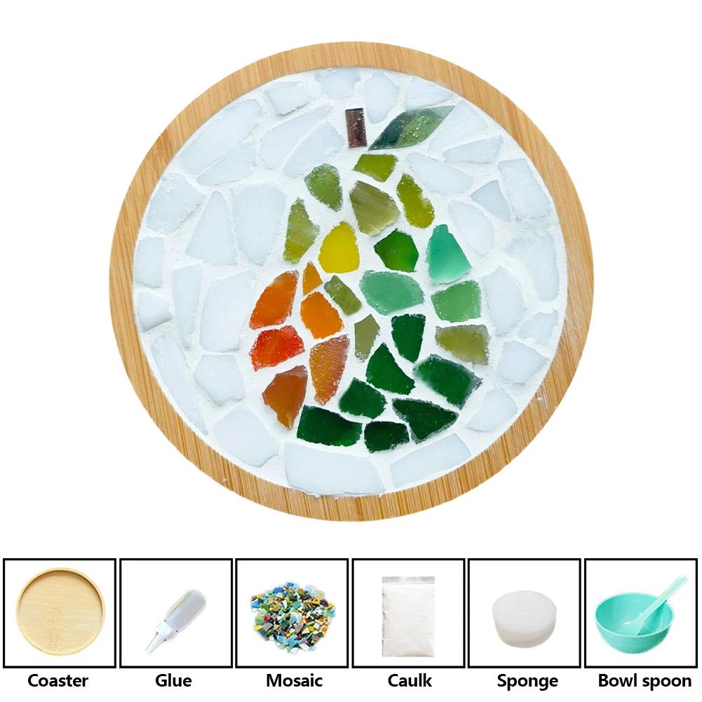 Heat-resistant Cup Mat Fruit/Animals Mosaic Coasters Handmade DIY Bamboo Mica Pad Creation Handicraft