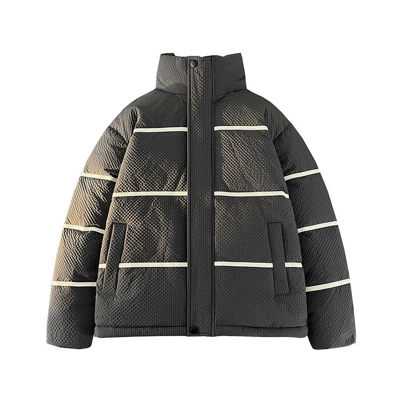 Fashion trendy striped versatile 90 white duck down down jacket for men and women, casual warm jacket