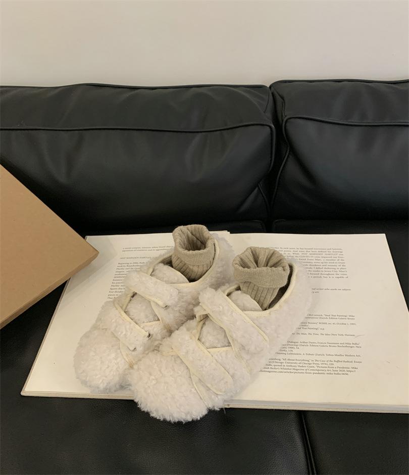

Internet celebrity Mao Mao shoes women 2025 winter wear new plush Müller shoes flat Velcro versatile cotton shoes 39 абрикосовый