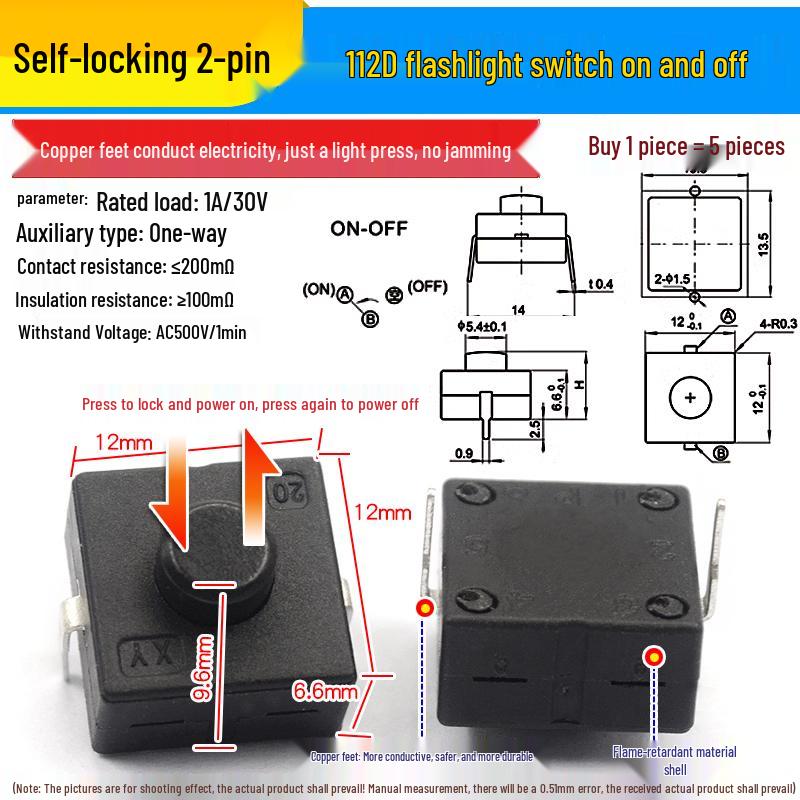 High-Brightness Self-Locking Mini Push-Button Power Switch