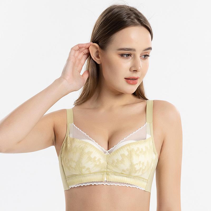 Bra Adjustable Thin Lace Wireless Bra with 100% Mulberry Silk Inner Cup Sexy Women Brassiere Underwear