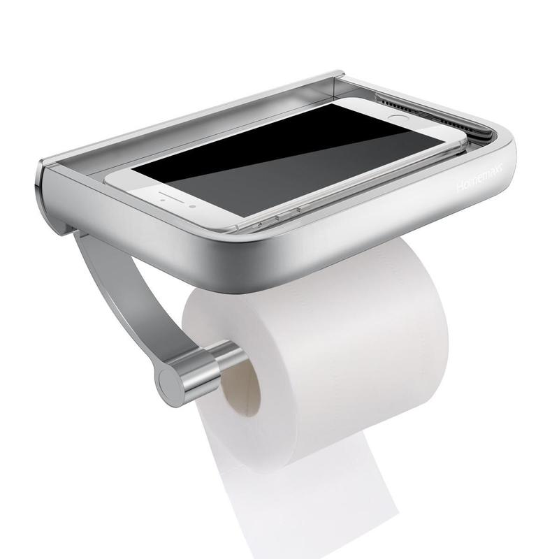 Toilet paper wall mount Toilet paper wall mount Toilet paper dispenser with phone shelf for bathroom accessories | document holder (silver)