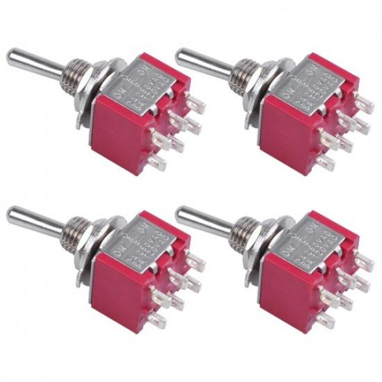 4Pcs AC 250V 2A 120V 5A 6 Broche Terminals Onoffon Dpdt Interrupteurs à Bascule