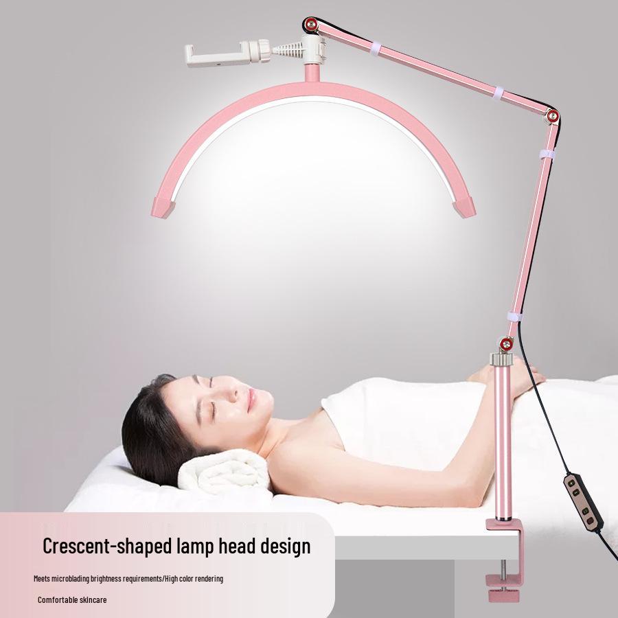 16" Half-Moon Beauty Light 20W with Articulated Arm for Nails, Microblading, Eyebrows, Eyelashes, Extensions, and U-Shaped Light