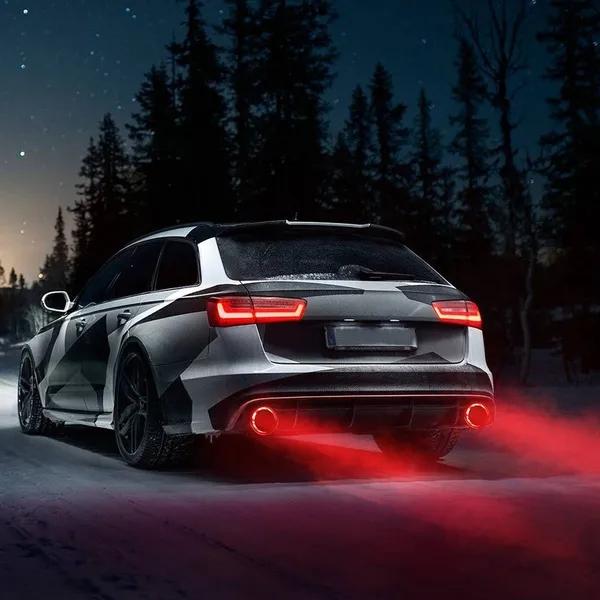 Universal Car LED Exhaust Pipe Tail Throat Tip Pipe Muffler Red Light Flaming Straight Car Modified Single Outlet