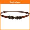 Classic Faux Leather Waist Sash For Dresses With Retro Rose Pattern And Metal Clasp For Work Wear