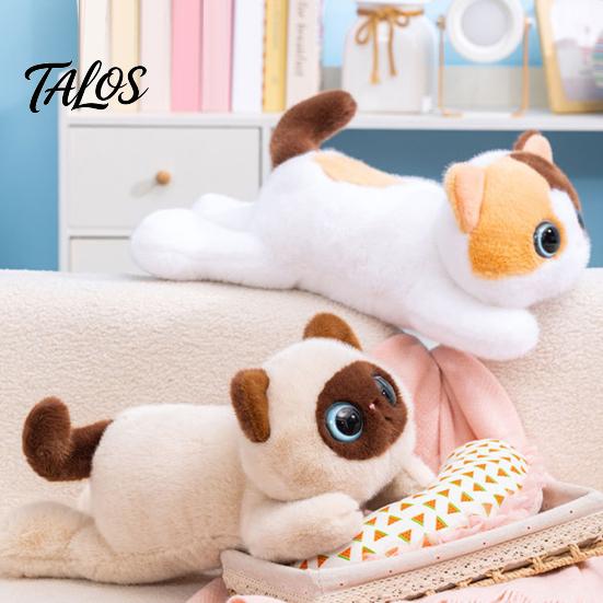 Durable Plush Keychain Cute Black Cat Pillow Soft Siamese Kitten Stuffed Animal with Touch Accessory PP Cotton Cuddly Bedroom Decor Birthday Gift for