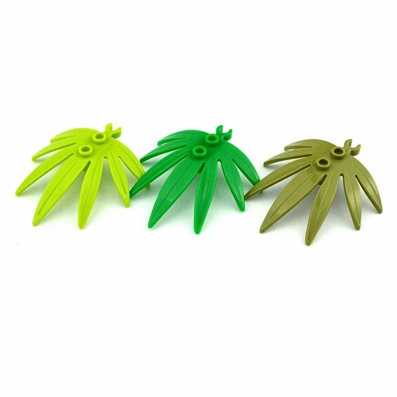 MOC Coconut palm leaves Accessories DIY City Bricks Leaves Building Blocks Set Plant Tree Grass Flower leaf Garden Scene