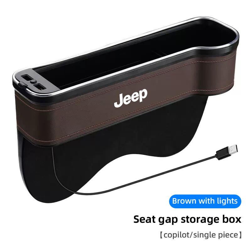 Car Seat Atmosphere LED Light Gap Storage Box Organizer For Jeep Grand Cherokee Wrangler JK Gladiator Compass Renegade Patriot ALM1