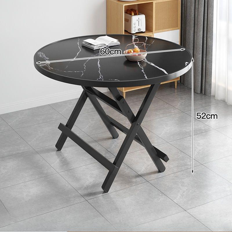 Modern Foldable Dining Table Stylish Marble-Patterned Top, Sturdy X-Leg Design Space - Saving & Easy to Store, Ideal for Home